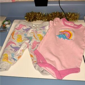 Kids Headquarters Pink and Gray Dinosaur Matching Set